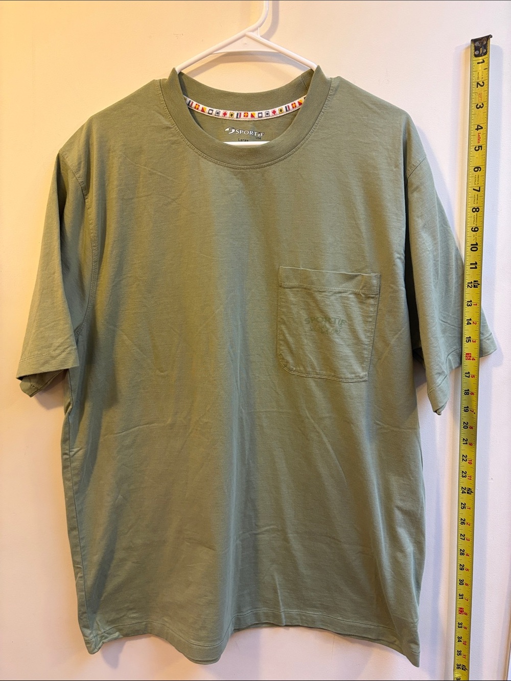 Men's Olive Green Pocket Tee - Casual Crew Neck Shirt